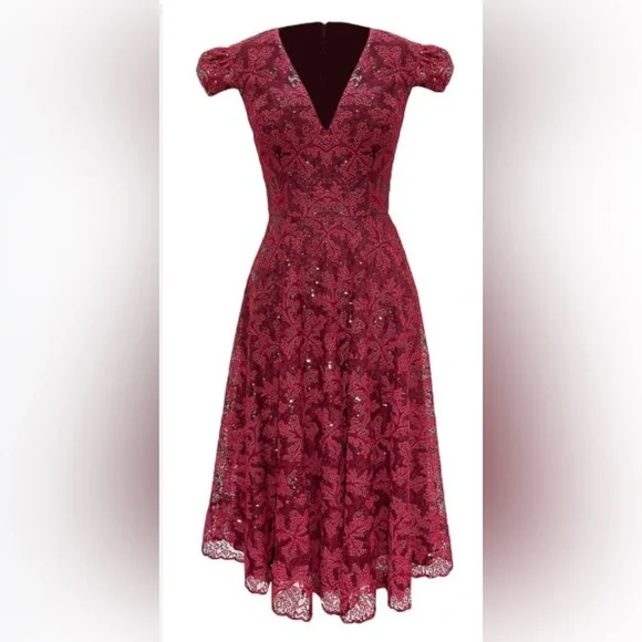 knee length dresses for ladies Plus Size Leaf Sequin V-Neck Midi Tulle Dress – Ever-Pretty Plus
